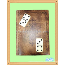 Doble 6 domino negro claro alto con estantería de cuero